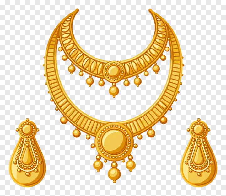Golden Bengali jewelry set with crescent moon necklace and teardrop earrings.