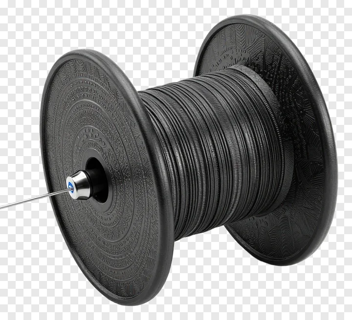 Black kite string spool with decorative patterns