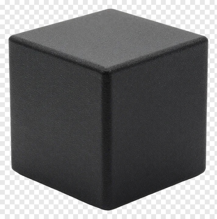 Black matte cube with textured surface.