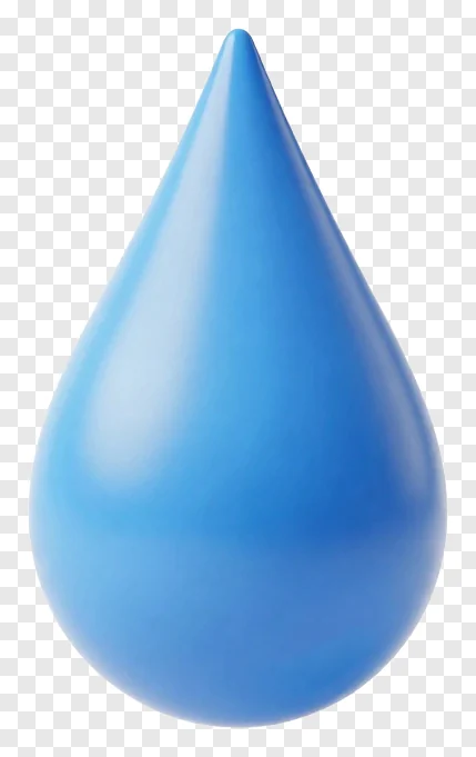 A blue raindrop falling slowly.