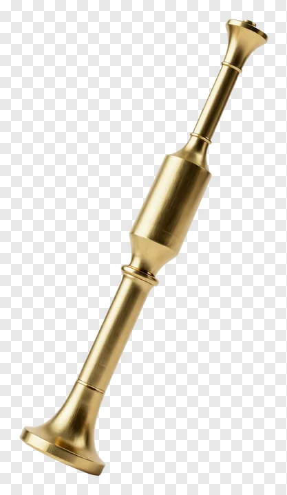 A brass kalash tilted diagonally, showcasing its metallic sheen.