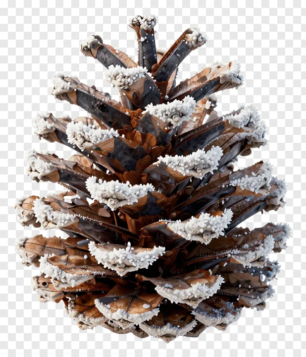 A detailed pinecone covered in frost.