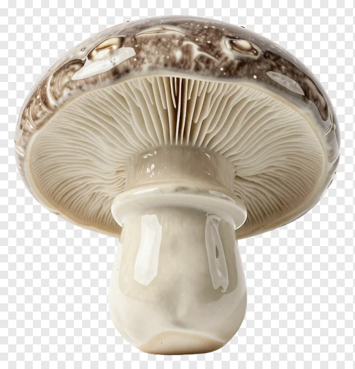 Ceramic mushroom with visible gill structure.