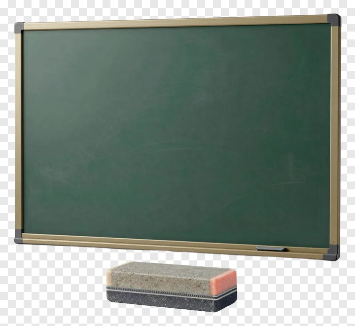 Green chalkboard with an eraser below it.