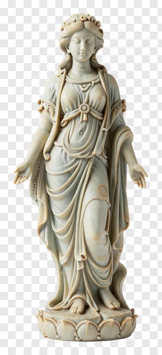 A classical goddess statue in marble.