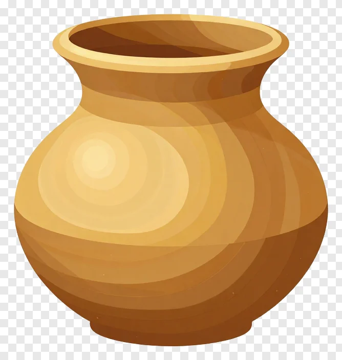 A clay pot with a visible wood grain texture.