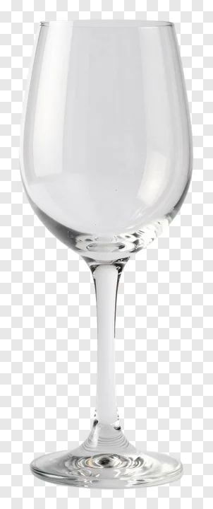An empty wine glass with a long stem.
