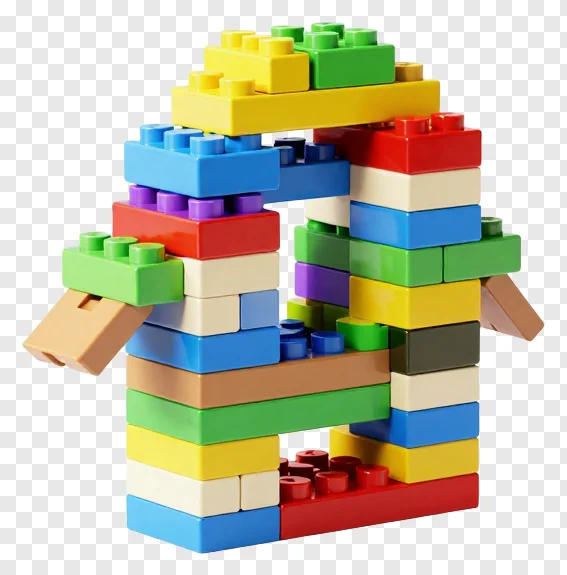 A colorful block structure made of interlocking bricks.