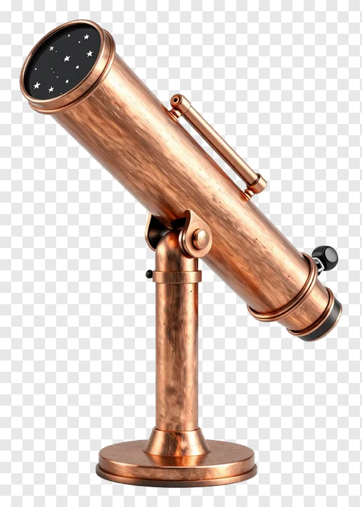 Copper telescope aimed at stars.