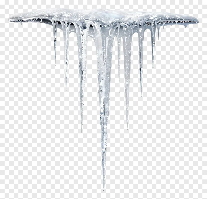 Icicles hanging from a roof edge with water droplets.