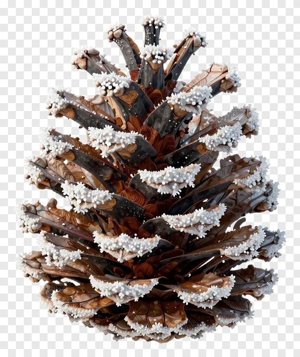 A pinecone covered in frost.