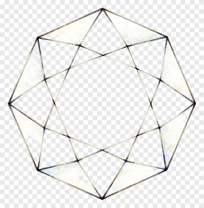 Geometric shape outline with intersecting lines and watercolor texture.