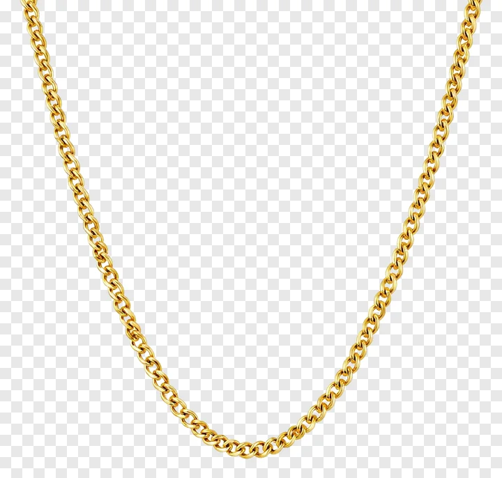 A golden Figaro chain necklace.
