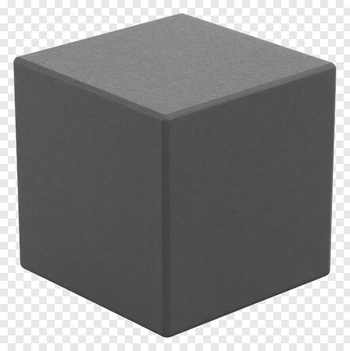 Gray textured cube rendered in 3D.