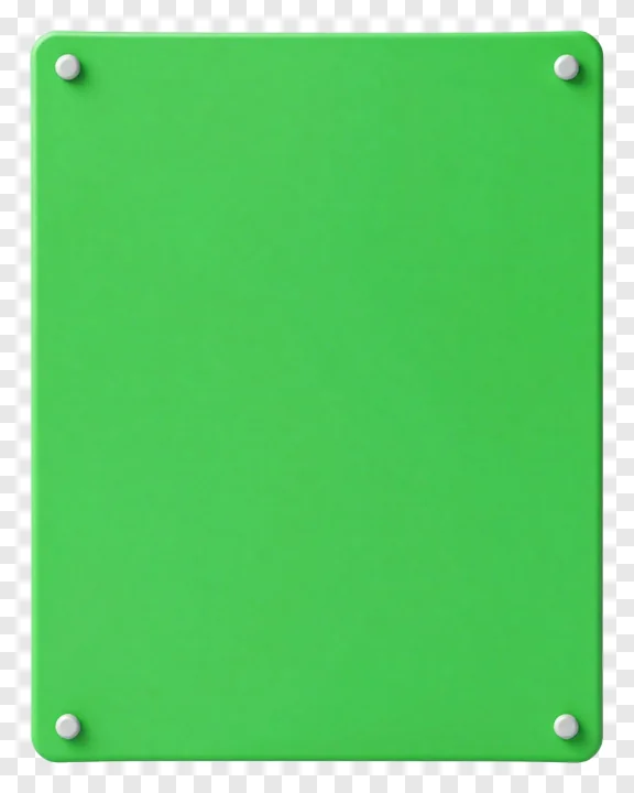 Green screen board with white mounting points.