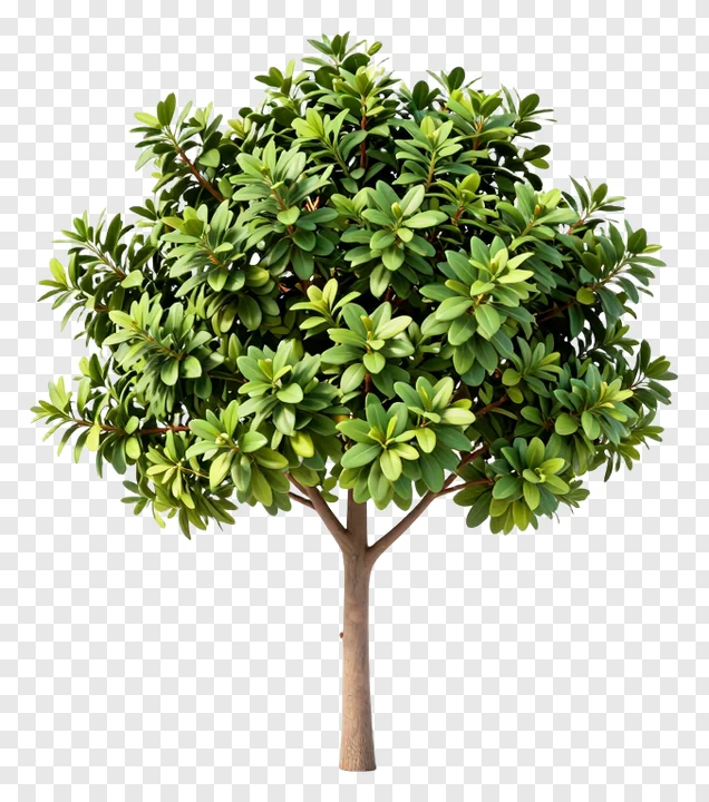 A lush green tree with dense foliage.