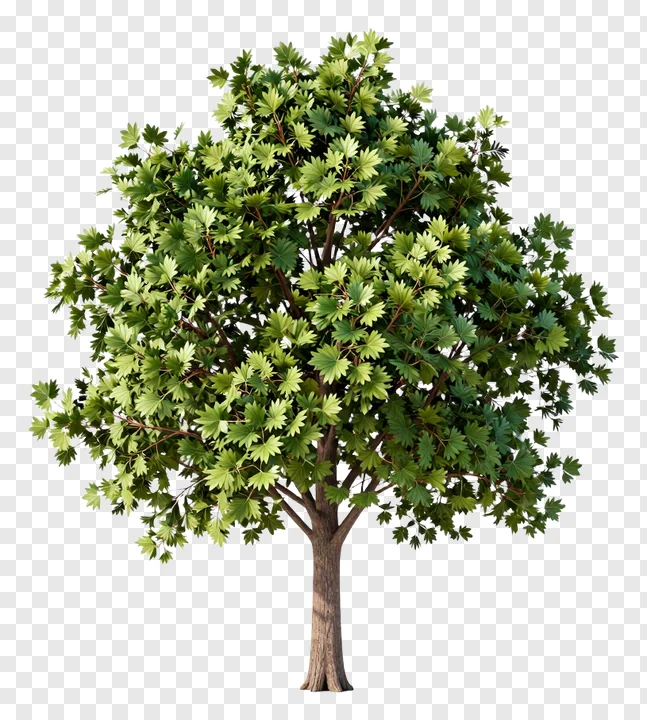 A single tree with green leaves and a brown trunk.