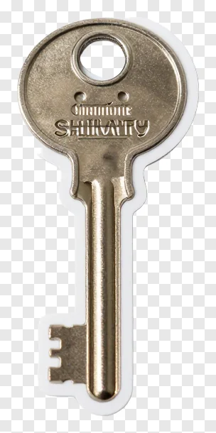 Metal key with engraved brand name