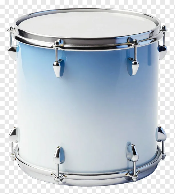 A blue drum with chrome hardware.