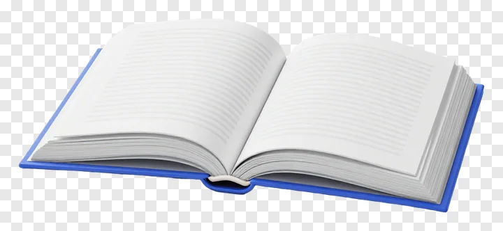 Open book with blank pages and blue cover.