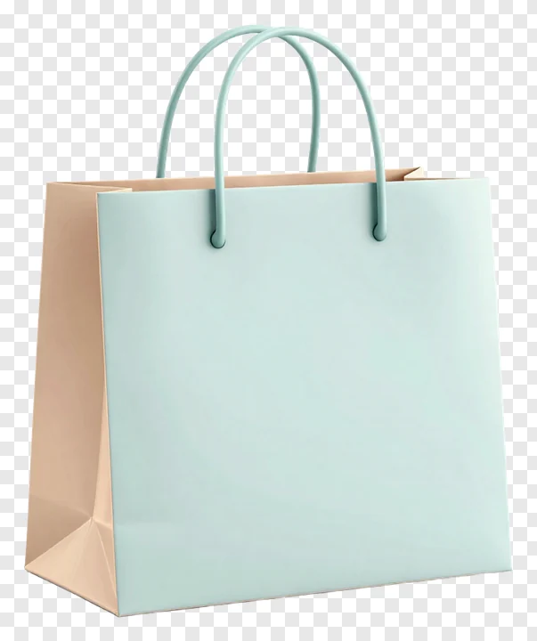 A pastel-colored shopping bag with dual handles.