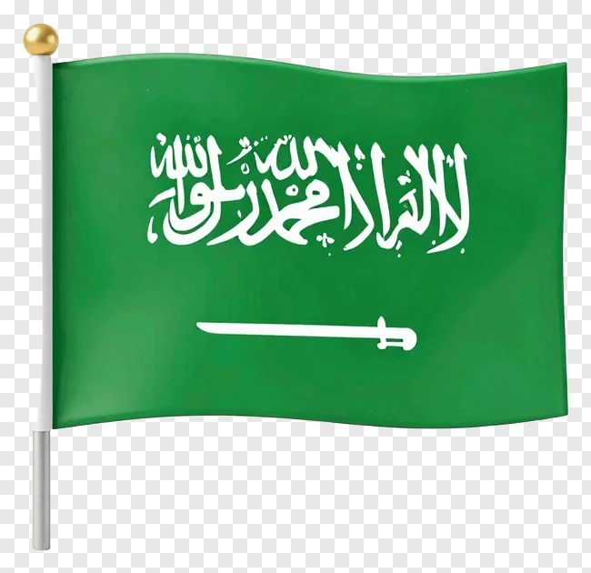 Saudi Arabia flag on a pole.