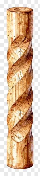 A wooden dowel with a spiral groove.
