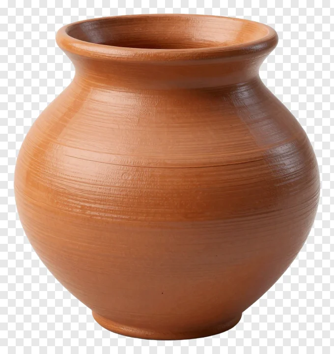 A smooth-textured terracotta clay pot.