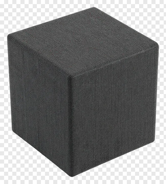 A black textured cube viewed from an angled perspective.