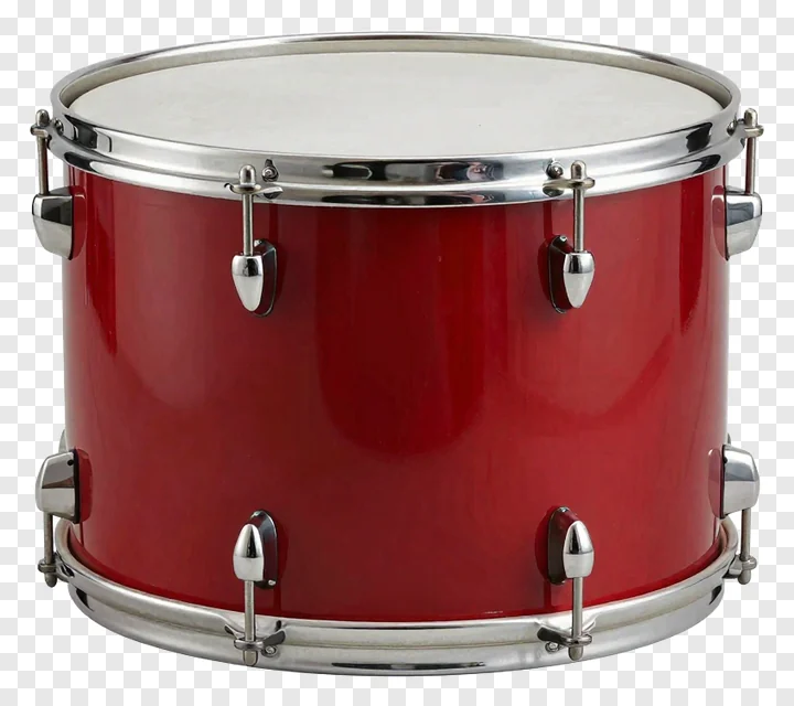 A red drum with chrome hardware.