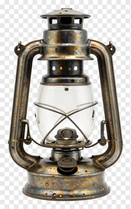 Vintage metal oil lamp with glass globe.
