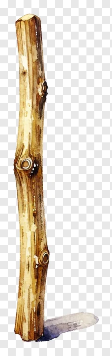 A watercolor painting of a wooden stick with knots.