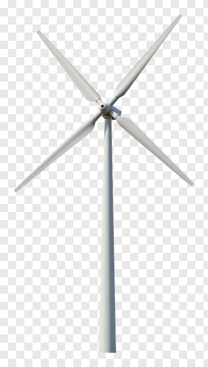 A wind turbine with four spinning blades.