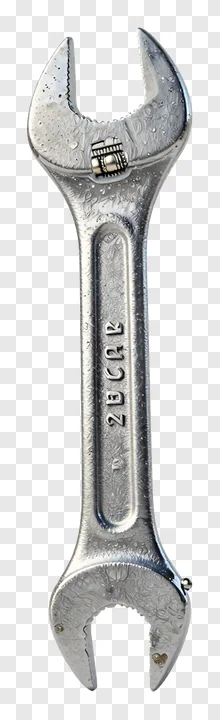 A metallic adjustable wrench with a worn grip.