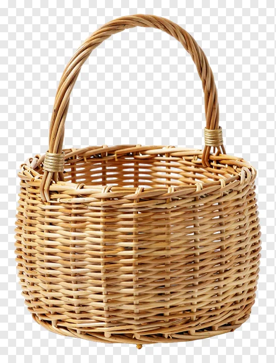 Woven rattan basket with handle