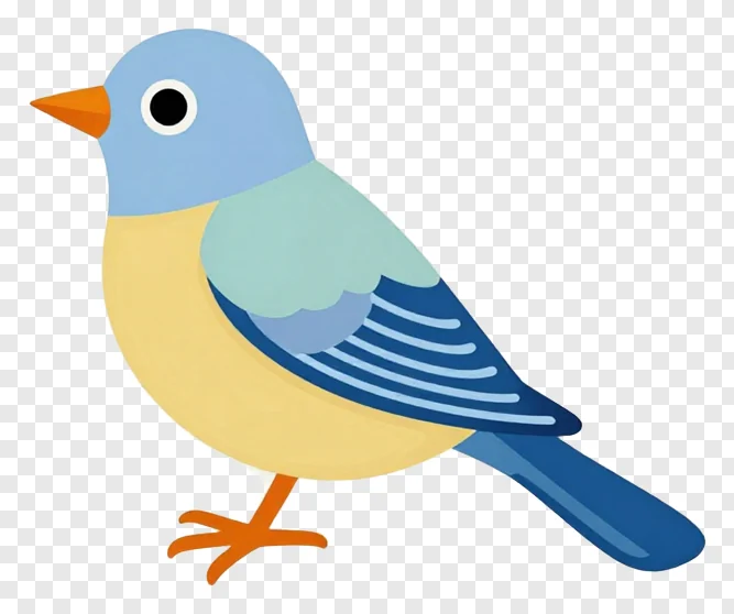 A cartoon bird with blue and yellow coloring.