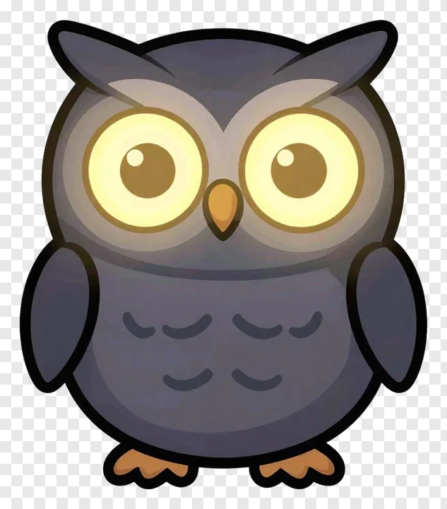 A cartoon owl with glowing eyes.