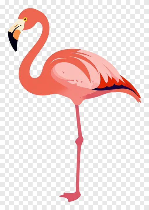 A pink flamingo standing upright.