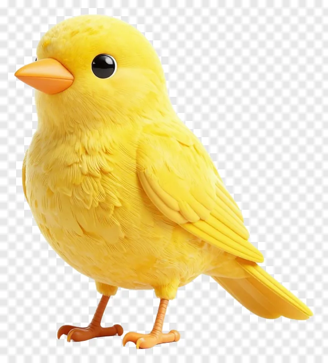 A yellow bird with orange beak and feet.