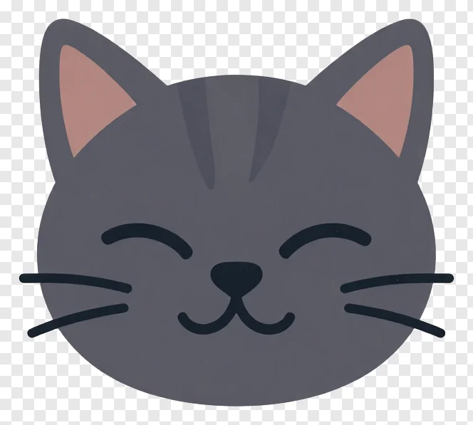 Cartoon cat with twitching ears and closed eyes.