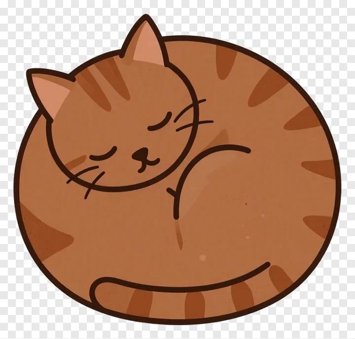 A brown striped kitten curled up and sleeping.