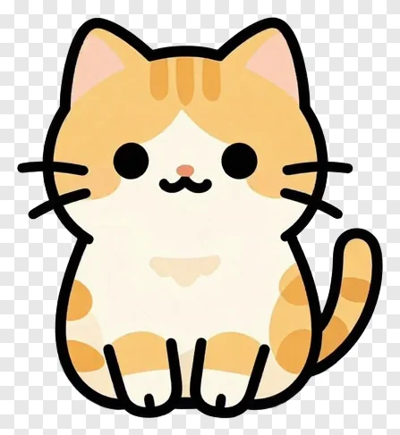 A cute cartoon orange tabby cat sitting upright.