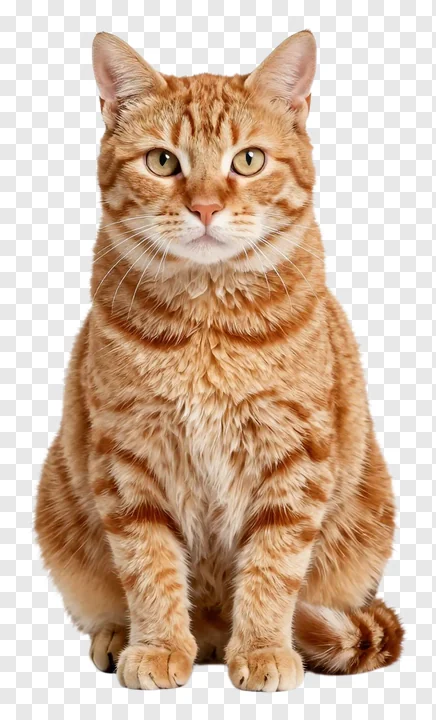 An orange tabby cat sitting and looking alert.