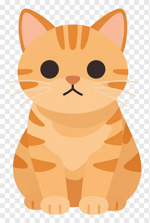 A sitting orange tabby cat with big eyes.