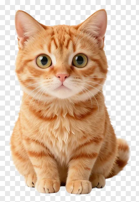 An orange tabby cat sitting and looking forward.