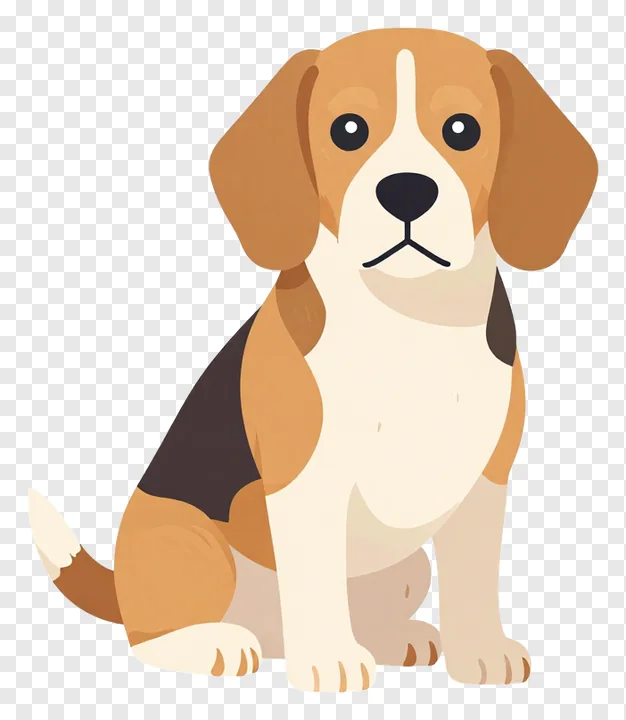 A cartoon beagle dog sitting upright.