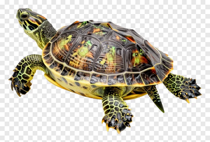 Turtle with glowing markings basking.