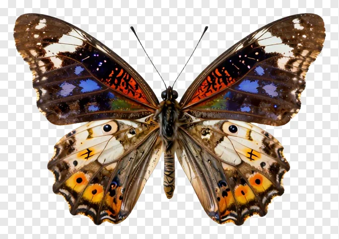 A colorful butterfly with open wings showing detailed patterns.