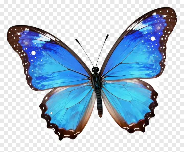 A blue morpho butterfly with open wings.