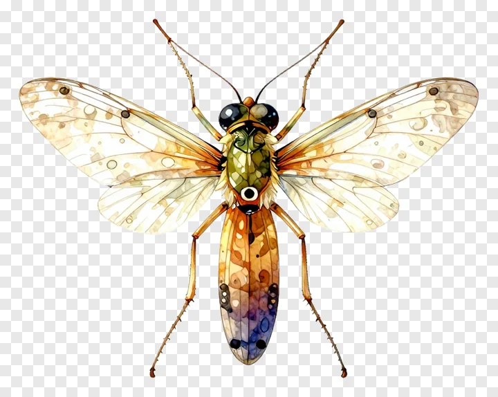 An insect with iridescent wings and a patterned body.